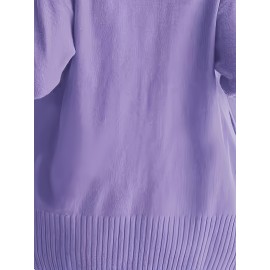 Elegant Oversized Long Sleeve Cardigan for Women - Solid Color, Medium Stretch, with Pockets, Fall/Winter Fashion, Plus Size, Pink