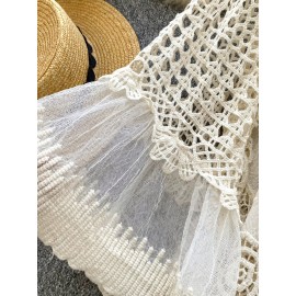 NEW Bohemian Style Vintage Dress Women's Loose Hollow Hook Flower Design Short Midi Skirt