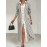 Women's Elegant A-Line Dress with Striped Cardigan & Mid-Length Dress - Asymmetrical Hem, Collar, Loose Fit, A-Line Silhouette, Straight Sleeve Cardigan for Spring/Autumn Wear, Machine Washable Dress Suitable for, Semi-Formal Events
