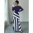 Women's Elegant High Neck Striped Bodycon Fish Tail Dress - Machine Washable Medium Stretch Midi Dress for Spring/Fall, Office & Casual Wear