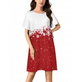 Women's 3D All-Over Christmas Snowman & Golden Fireworks Print Strapless Dress with Pocket - Elegant Sleeveless Party Wedding New Year Dress, Machine Washable Festive Dress for Special Occasions