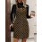 Women's Elegant Golden & Olive Green Floral Print Winter Dress - Thick Strap Sleeveless A-Line with Full-Length Zipper, Round Neck Short Hem, Machine Washable Party Wedding Guest Dress (Golden/Tan)