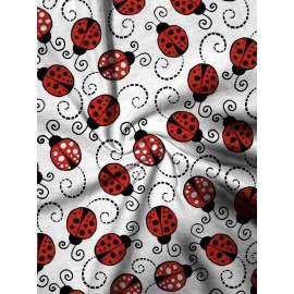 Plus Size Women's Red 3D Ladybug Zip-Up Hooded Jacket - Full-Body Print Retro H-Line Loose Fit Sweatshirt with Front Zipper & Umbrella Hem, Cozy Fall/Winter Outerwear (Machine Washable)