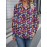 Plus Size Women'S Oversized Long Sleeve Shirt with 3D Bone & Paw Print | Soft Casual All-Season Blouse, Plush Pet Lover Outfit, Button Front Closure, Relaxed Fit, Hand Wash Dry Clean, Vibrant Colors, Longline Design, Soft Fabric for Layering
