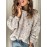 Plus Size Women's Oversized Warm Sweater - Beige & Brown Tones with Black Dots, Soft Crew Neck Long Sleeve Pullover, Cozy Winter Sweater for Fall/Winter Layering, Machine Washable Casual Sweating Sweater