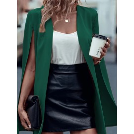 [Versatile Blazer] Elegant Women's Cape Sleeve Blazer Jacket | Solid Color H-Silhouette Open Front Design, Versatile All-Season Casual to Professional Outerwear | Quality Fabric, Minimalist Style, Dry Clean Only