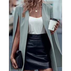 [Versatile Blazer] Elegant Women's Cape Sleeve Blazer Jacket | Solid Color H-Silhouette Open Front Design, Versatile All-Season Casual to Professional Outerwear | Quality Fabric, Minimalist Style, Dry Clean Only