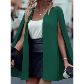 [Versatile Blazer] Elegant Women's Cape Sleeve Blazer Jacket | Solid Color H-Silhouette Open Front Design, Versatile All-Season Casual to Professional Outerwear | Quality Fabric, Minimalist Style, Dry Clean Only