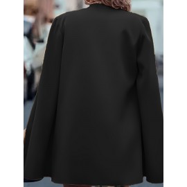 [Versatile Blazer] Elegant Women's Cape Sleeve Blazer Jacket | Solid Color H-Silhouette Open Front Design, Versatile All-Season Casual to Professional Outerwear | Quality Fabric, Minimalist Style, Dry Clean Only