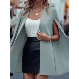 [Versatile Blazer] Elegant Women's Cape Sleeve Blazer Jacket | Solid Color H-Silhouette Open Front Design, Versatile All-Season Casual to Professional Outerwear | Quality Fabric, Minimalist Style, Dry Clean Only