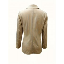 Women's Elegant Solid Color H-Line Suit Blazer - Button Front Lapel Jacket, Machine Washable Winter Winter Professional Attire for, Business Meetings & Formal Events (No  Required)