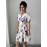 Printed Short Sleeve Pleated A-Line Elegant Romantic Women Suit Set