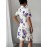 Printed Short Sleeve Pleated A-Line Elegant Romantic Women Suit Set